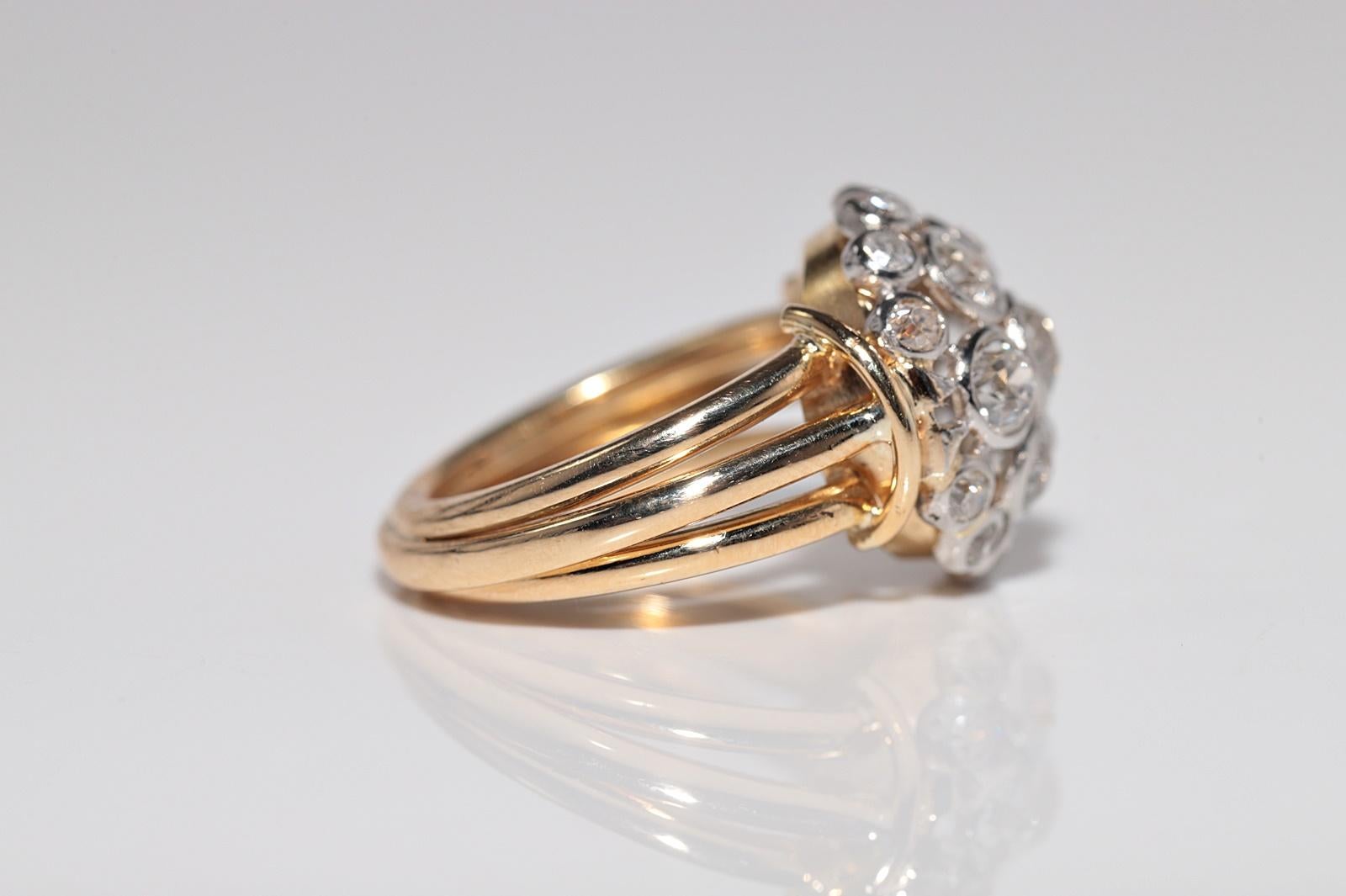 Vintage CIRCA 1960s 18k Gold Natürlicher Altschliff Diamant Dekorierter Ring im Angebot 5