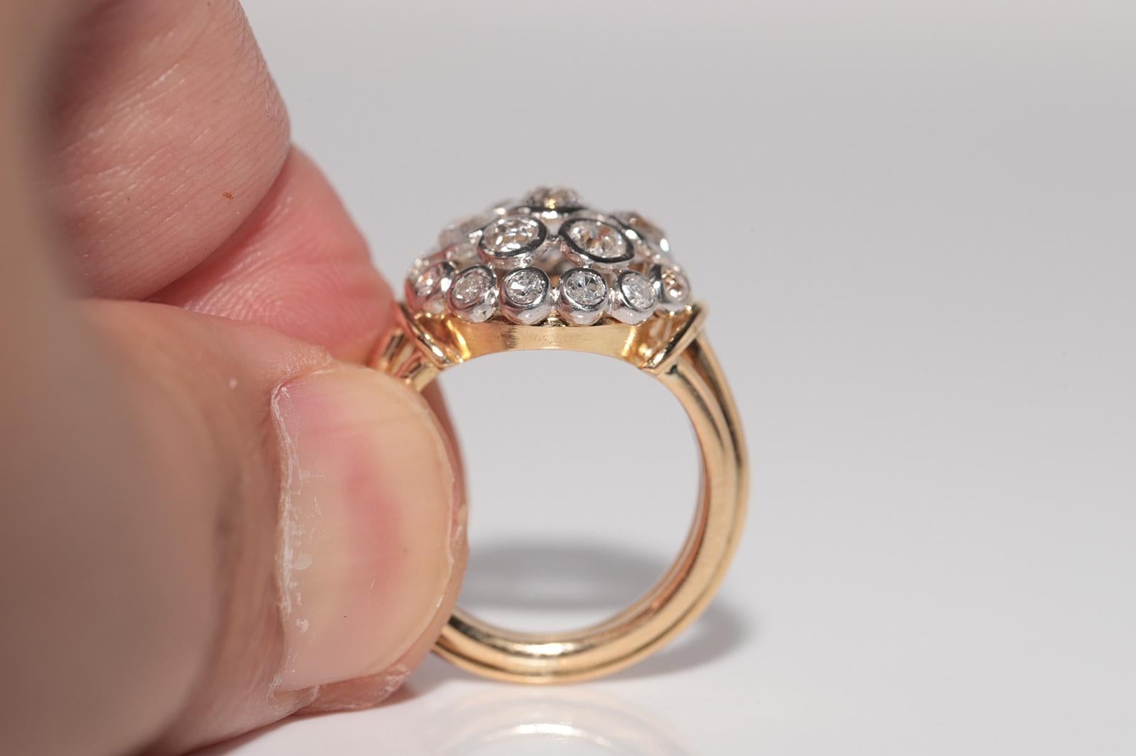Vintage CIRCA 1960s 18k Gold Natürlicher Altschliff Diamant Dekorierter Ring im Angebot 6