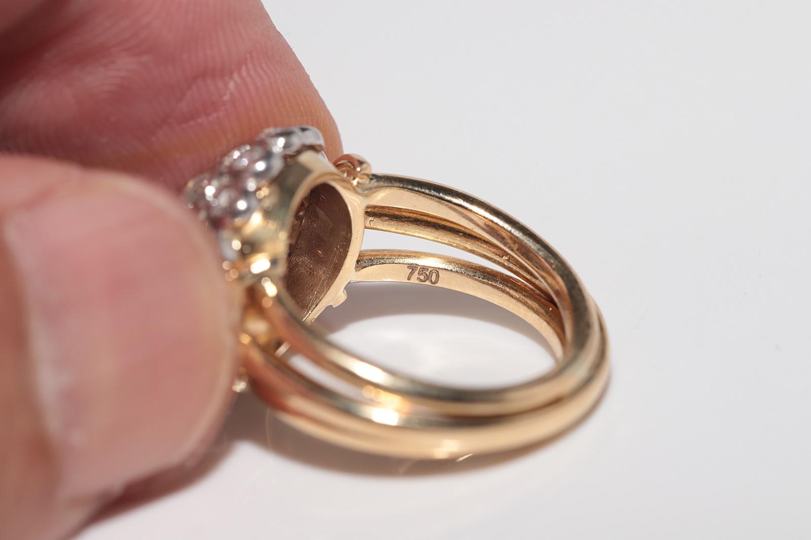 Vintage CIRCA 1960s 18k Gold Natürlicher Altschliff Diamant Dekorierter Ring im Angebot 9