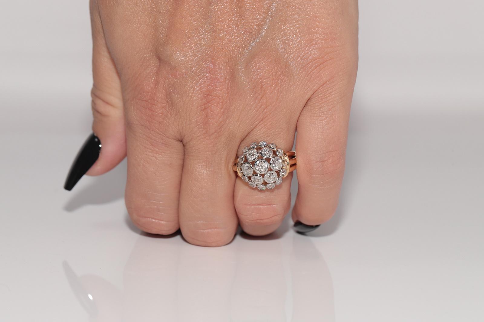 Vintage CIRCA 1960s 18k Gold Natürlicher Altschliff Diamant Dekorierter Ring (Kunsthandwerker*in) im Angebot