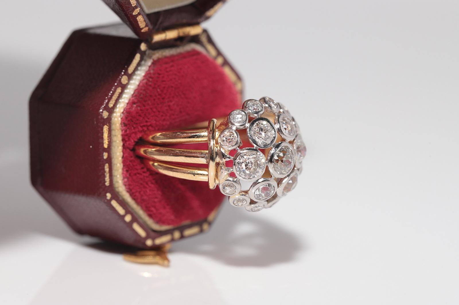 Vintage CIRCA 1960s 18k Gold Natürlicher Altschliff Diamant Dekorierter Ring im Angebot 1