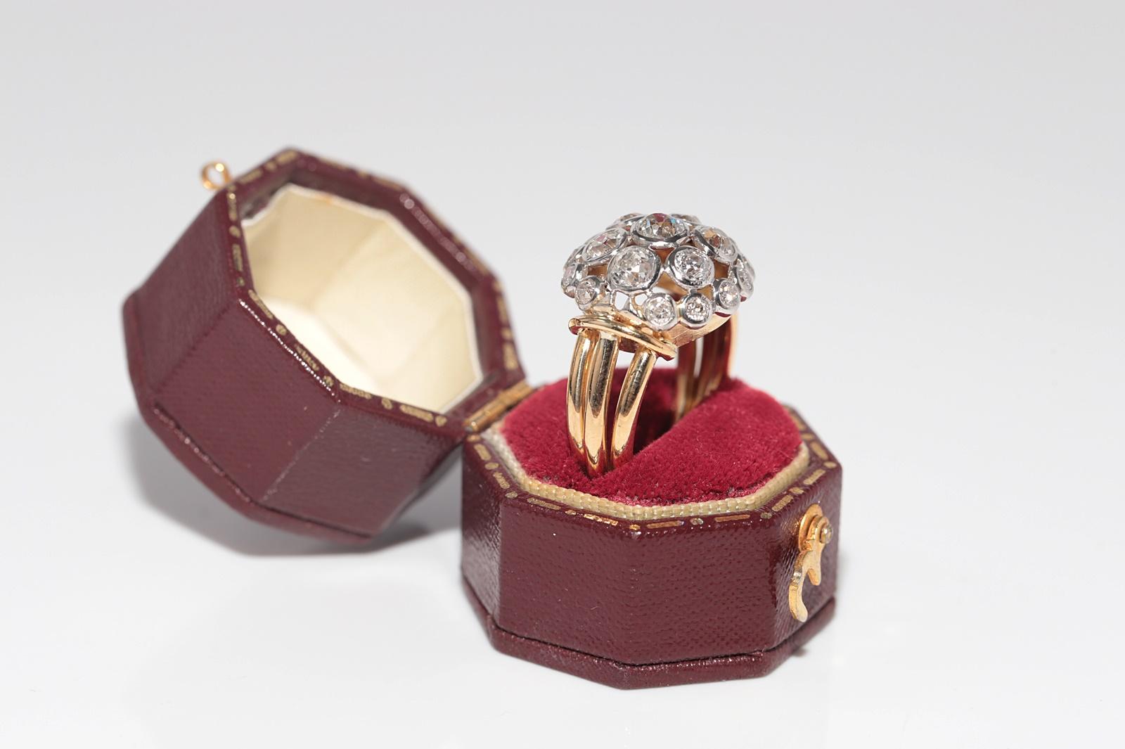 Vintage CIRCA 1960s 18k Gold Natürlicher Altschliff Diamant Dekorierter Ring im Angebot 2