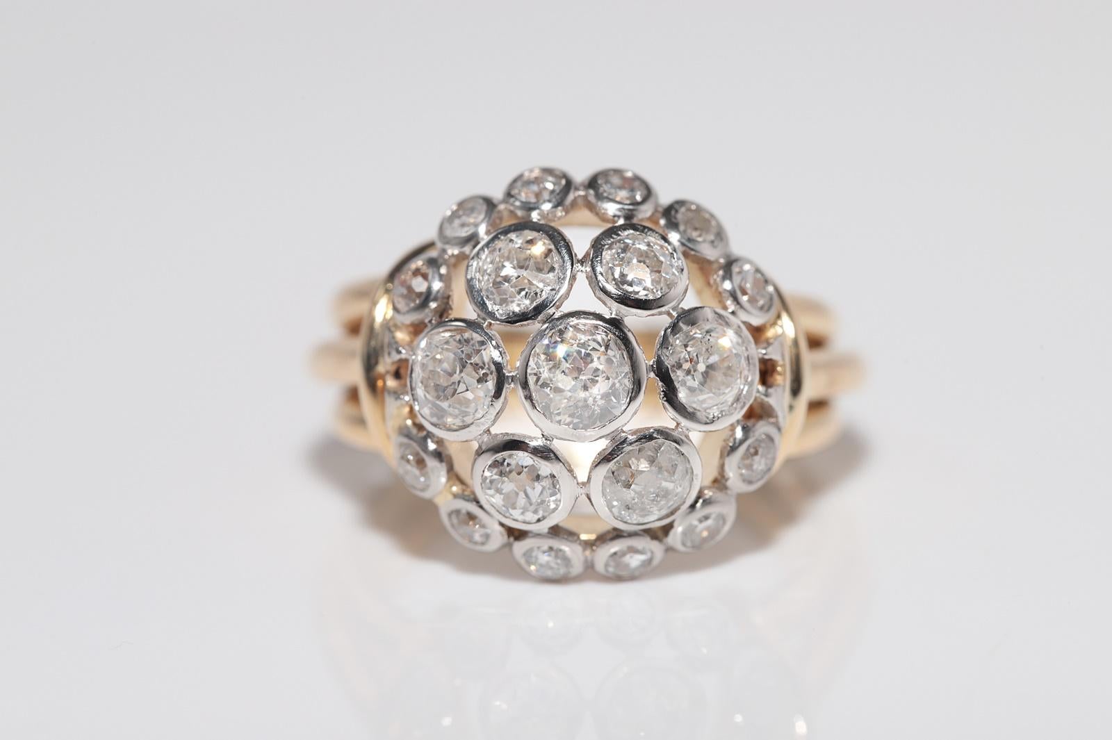 Vintage CIRCA 1960s 18k Gold Natürlicher Altschliff Diamant Dekorierter Ring im Angebot 3