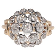 Vintage ByCA 1960 Or 18k Diamant Naturel Taille Ancienne Bague décorée