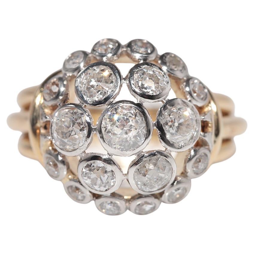 Vintage CIRCA 1960s 18k Gold Natürlicher Altschliff Diamant Dekorierter Ring im Angebot