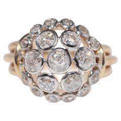 Vintage CIRCA 1960s 18k Gold Natürlicher Altschliff Diamant Dekorierter Ring