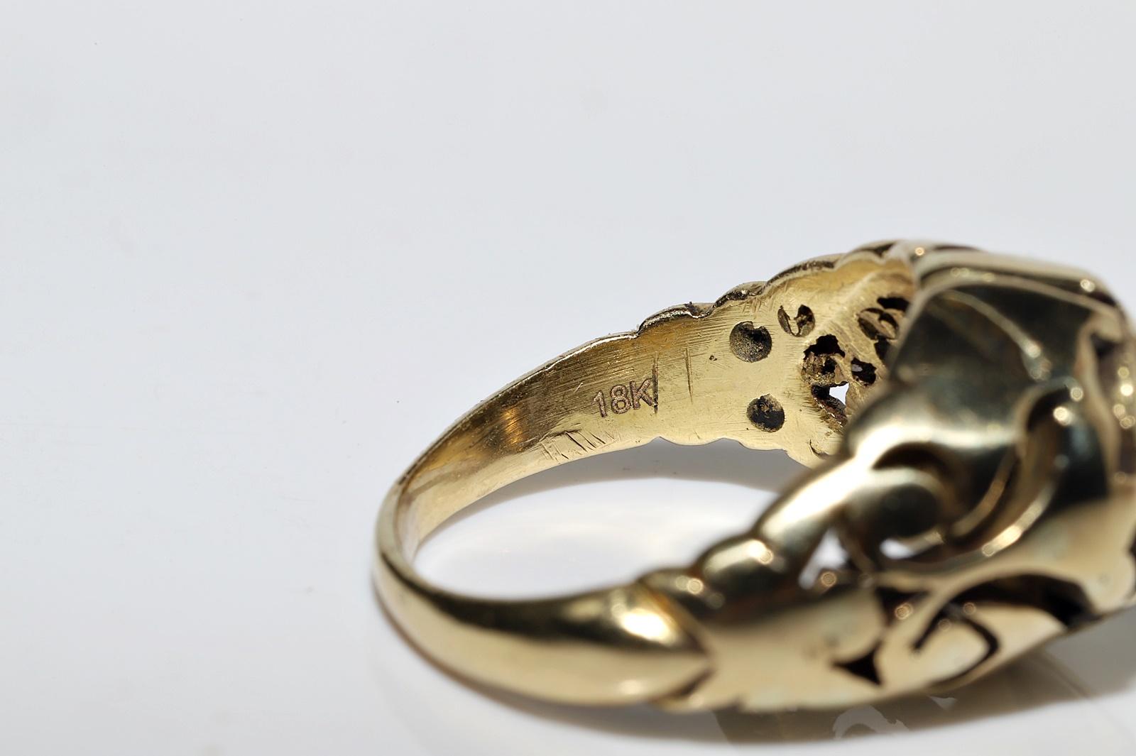 Vintage Circa 1960er Jahre 18k Gold Natürlicher Rosenschliff Diamant Dekorierter Solitär Ring im Angebot 5