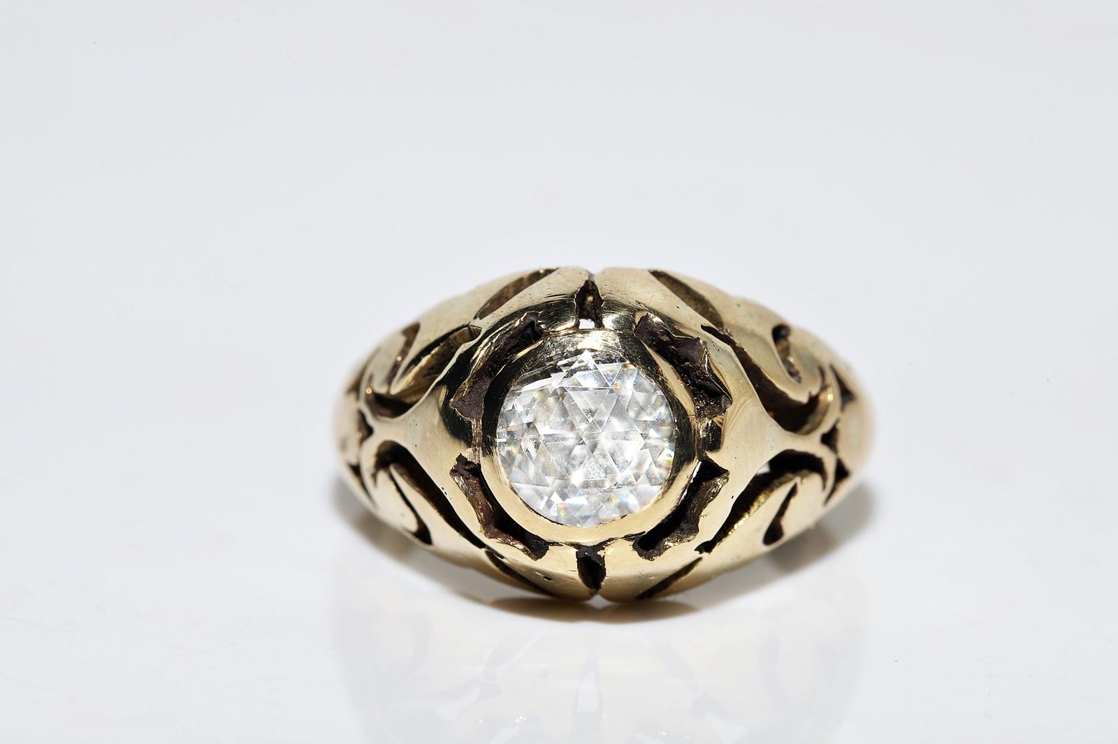 Vintage Circa 1960er Jahre 18k Gold Natürlicher Rosenschliff Diamant Dekorierter Solitär Ring im Zustand „Gut“ im Angebot in Fatih/İstanbul, 34