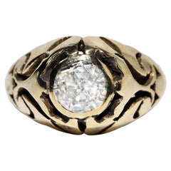 Bague solitaire vintage des années 1960 en or 18 carats décorée de diamants naturels taille rose