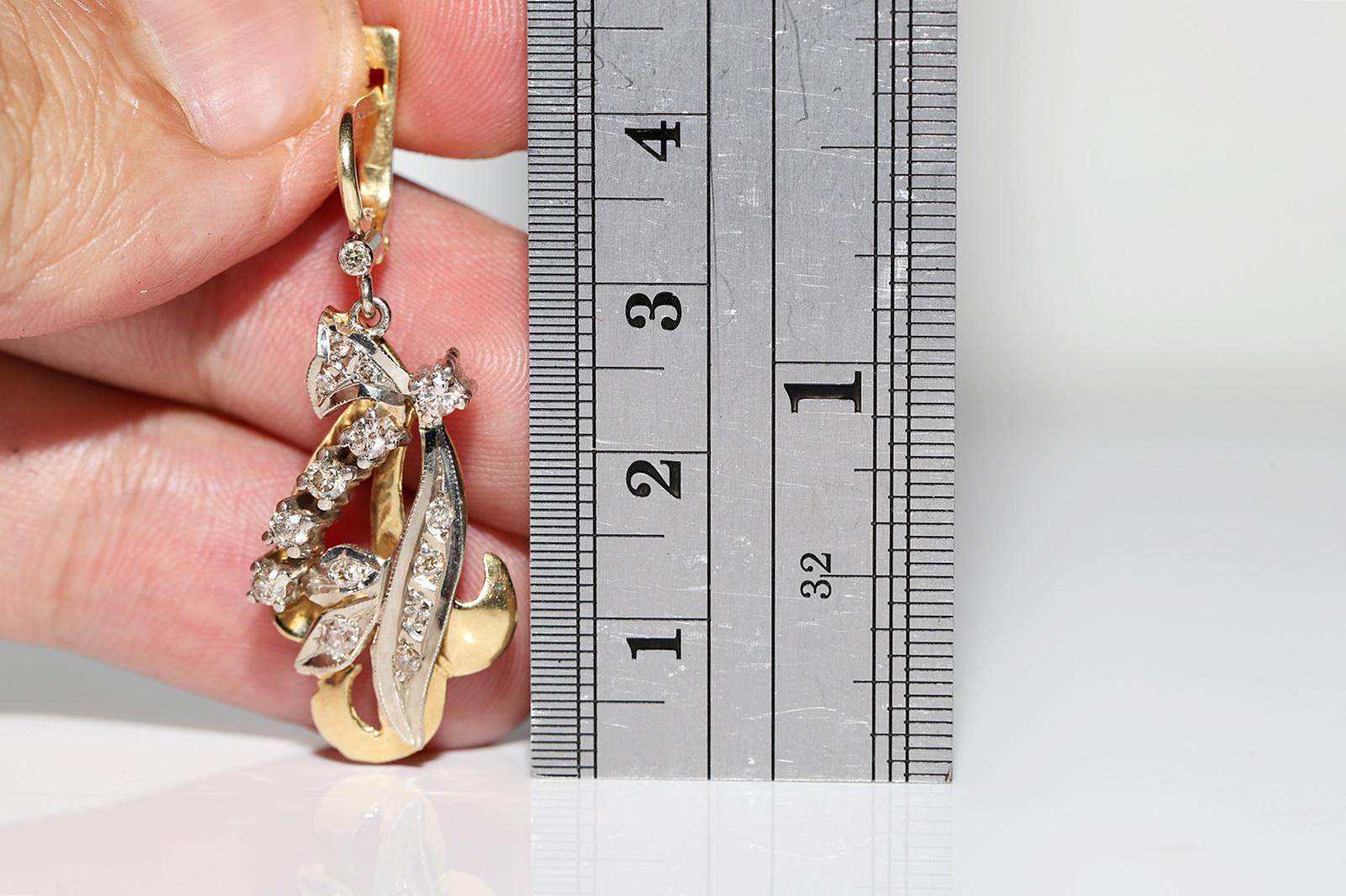 Vintage CIRCA 1960er Jahre 18k Gold  Naturdiamant verzierter Ohrring  im Angebot 5