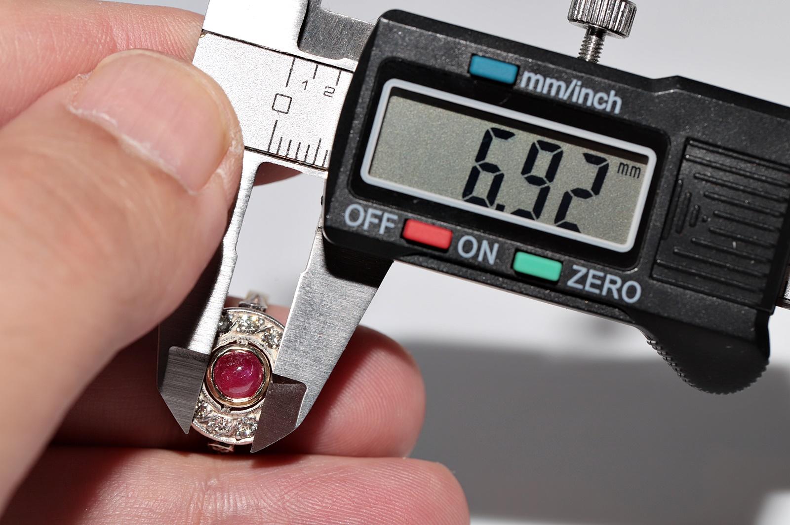 Vintage Circa 1960s 18k Gold Top Silver Natural Diamond And Ruby Decorated Ring For Sale 7