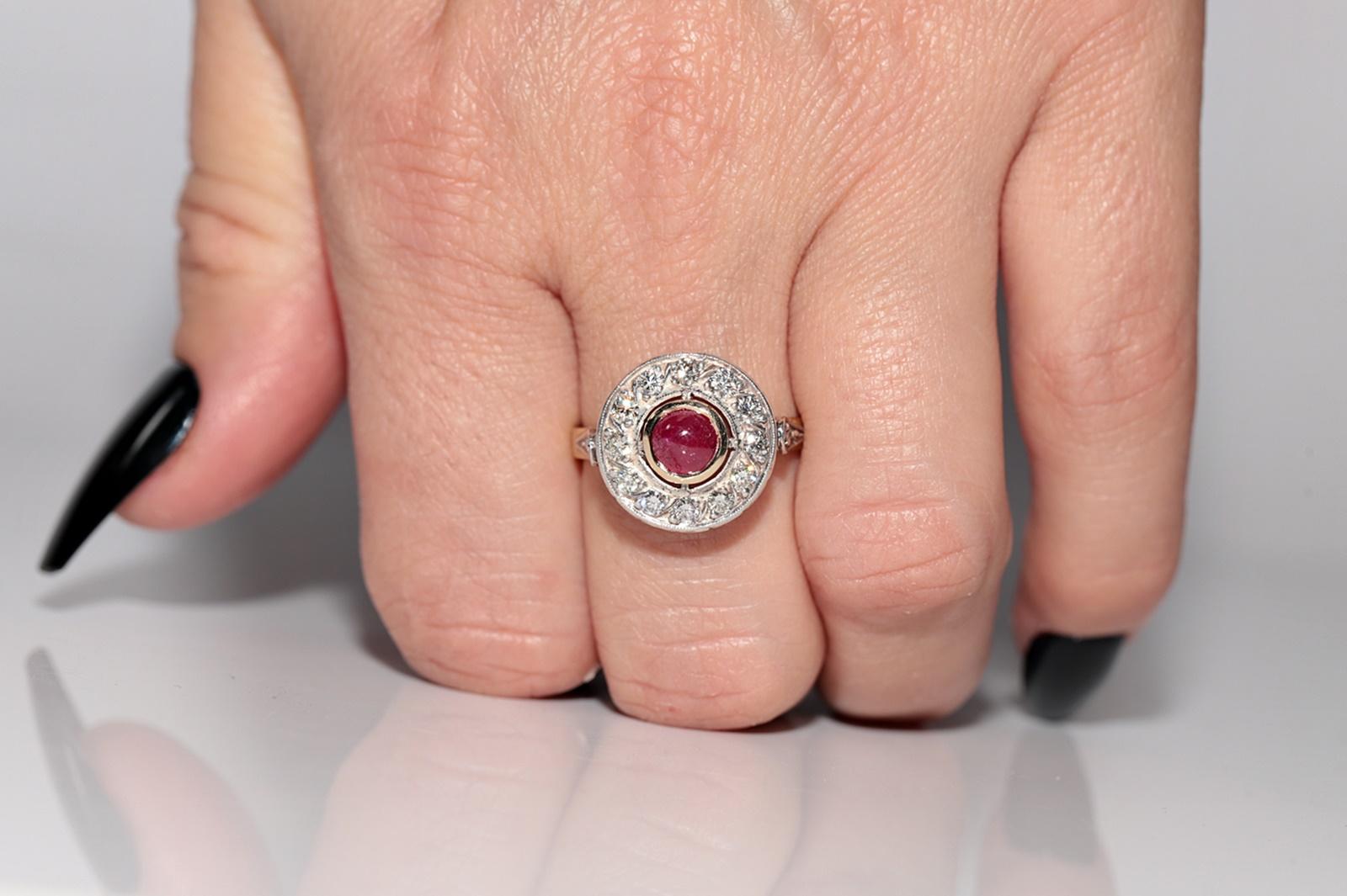 Vintage Circa 1960s 18k Gold Top Silver Natural Diamond And Ruby Decorated Ring For Sale 9