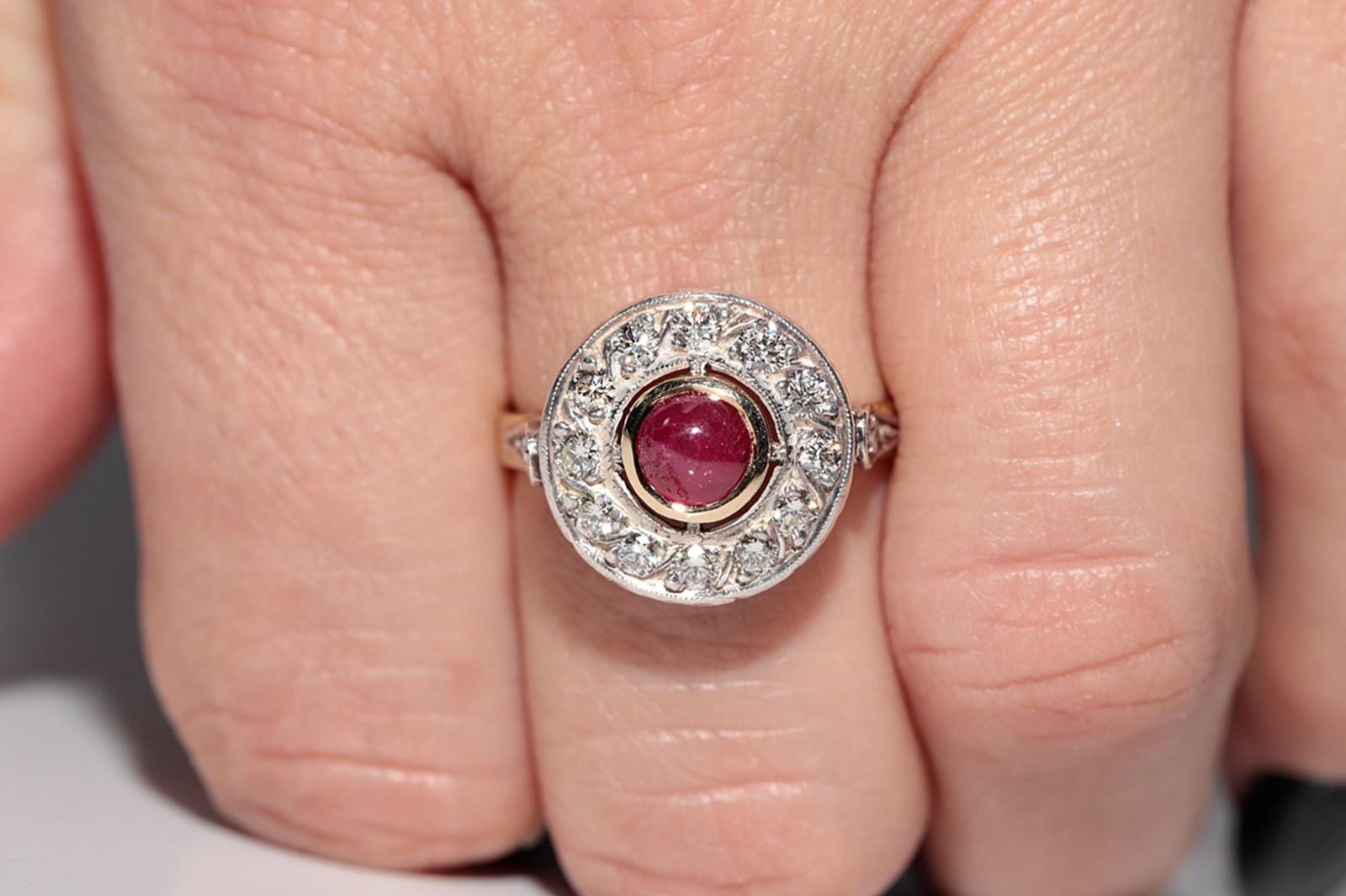 Vintage Circa 1960s 18k Gold Top Silver Natural Diamond And Ruby Decorated Ring For Sale 10