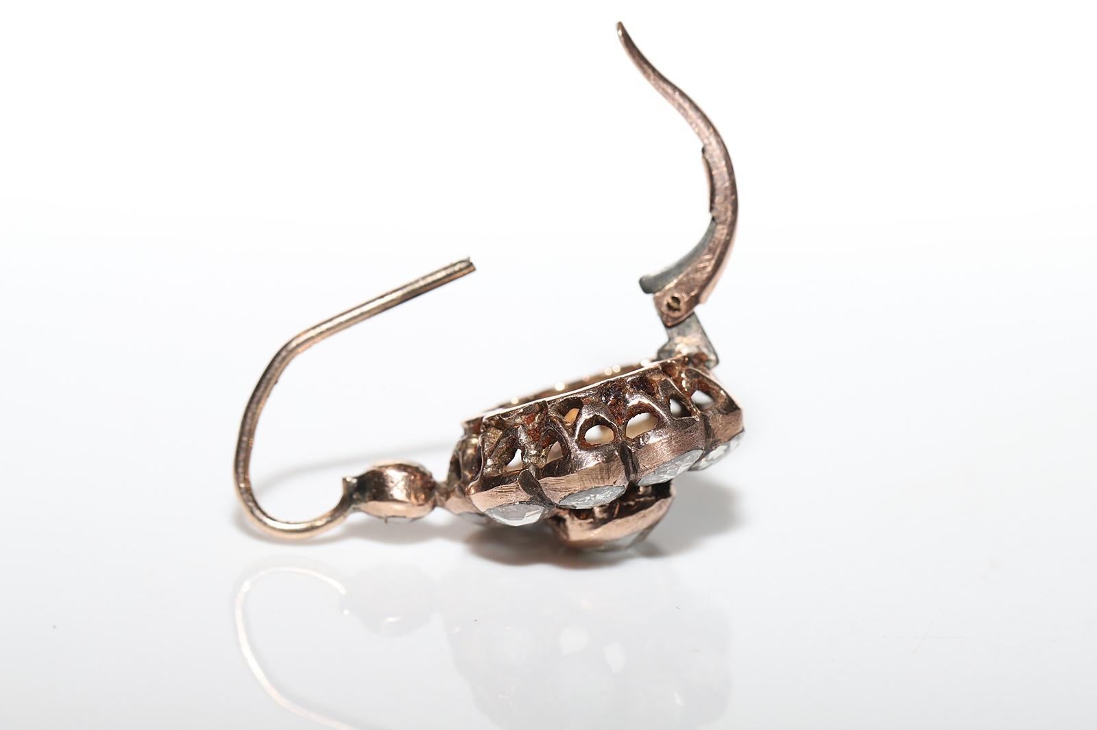 Vintage Circa 1960er Jahre 8k Gold Natürlicher Rosenschliff Diamant Dekorierter Ohrring im Angebot 5