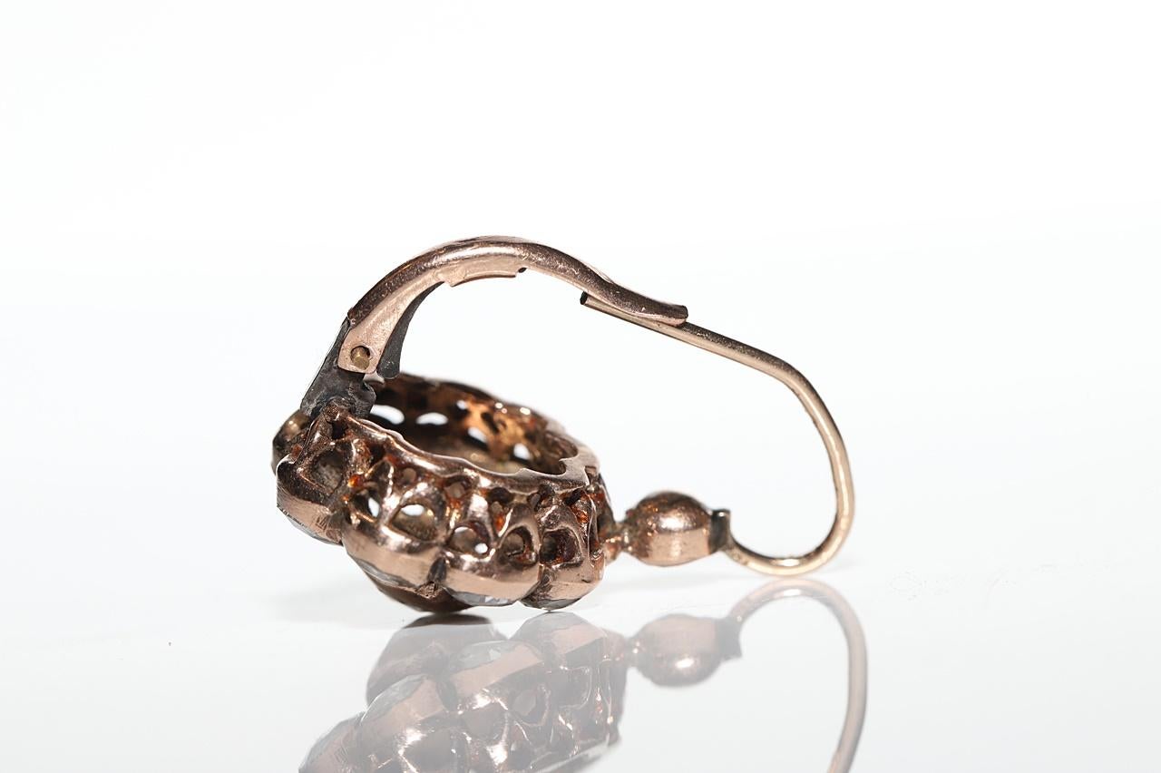 Vintage Circa 1960er Jahre 8k Gold Natürlicher Rosenschliff Diamant Dekorierter Ohrring im Angebot 3