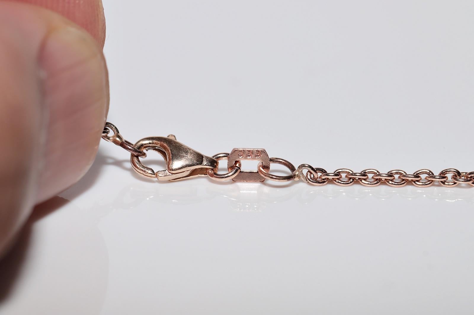 Halskette mit Emaille-Anhänger, Vintage, ca. 1960er Jahre, 8 Karat Gold, natürlicher Diamant im Rosenschliff im Angebot 9