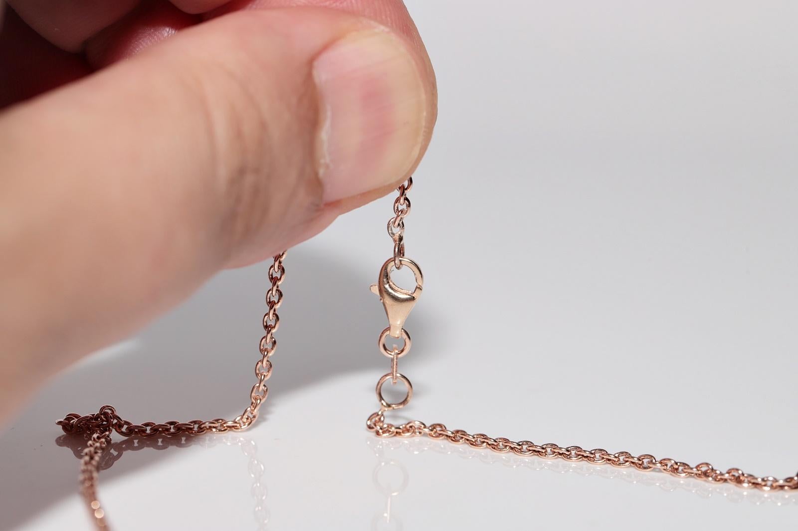 Collana con ciondolo in oro naturale e smalto con diamanti taglio rosa, vintage, circa 1960, 8k. in vendita 9