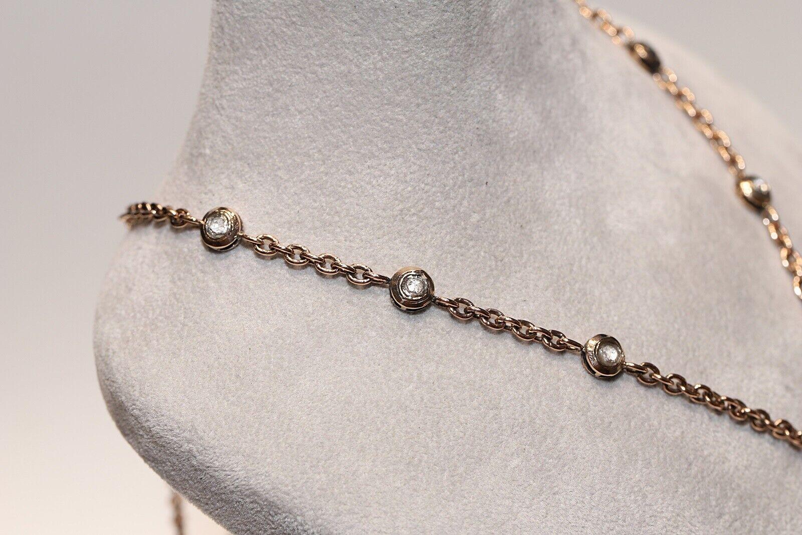 Vintage Circa 1960s 8k Gold Natural Rose Cut Diamond Heart Pendant Necklace  For Sale 6