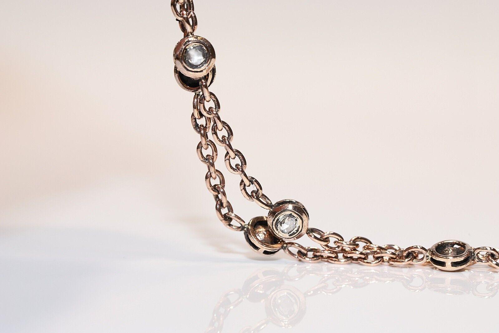 Vintage Circa 1960s 8k Gold Natural Rose Cut Diamond Heart Pendant Necklace For Sale 1
