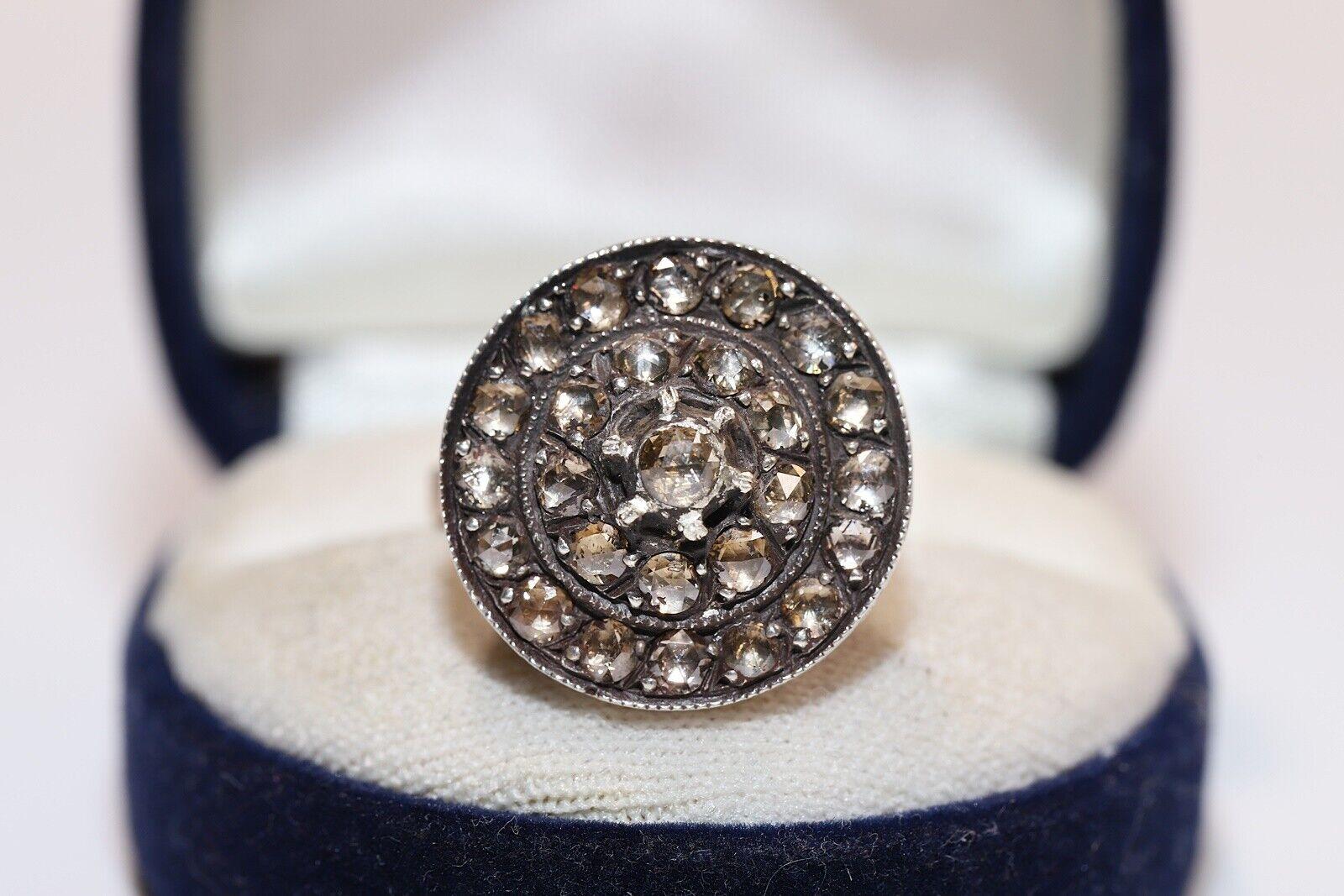 Vintage Circa 1960s 8k Gold Natural Rose Cut Diamond Ring  For Sale 3