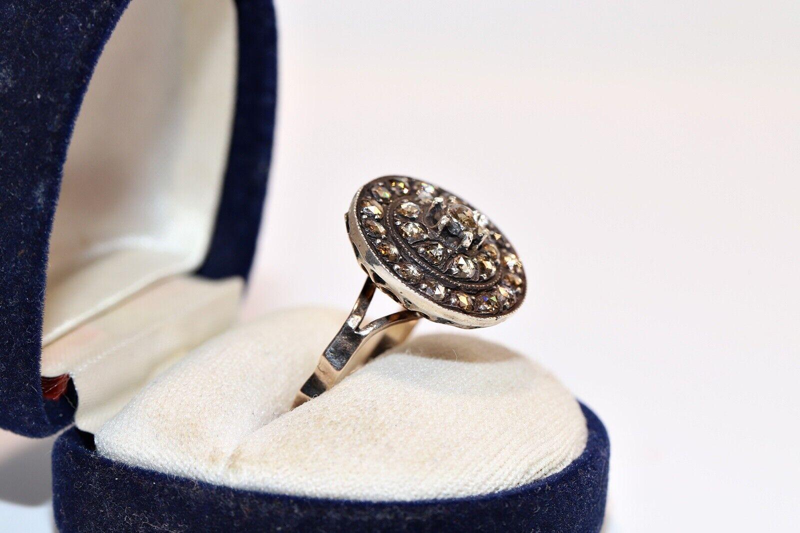 Vintage Circa 1960s 8k Gold Natural Rose Cut Diamond Ring  For Sale 4