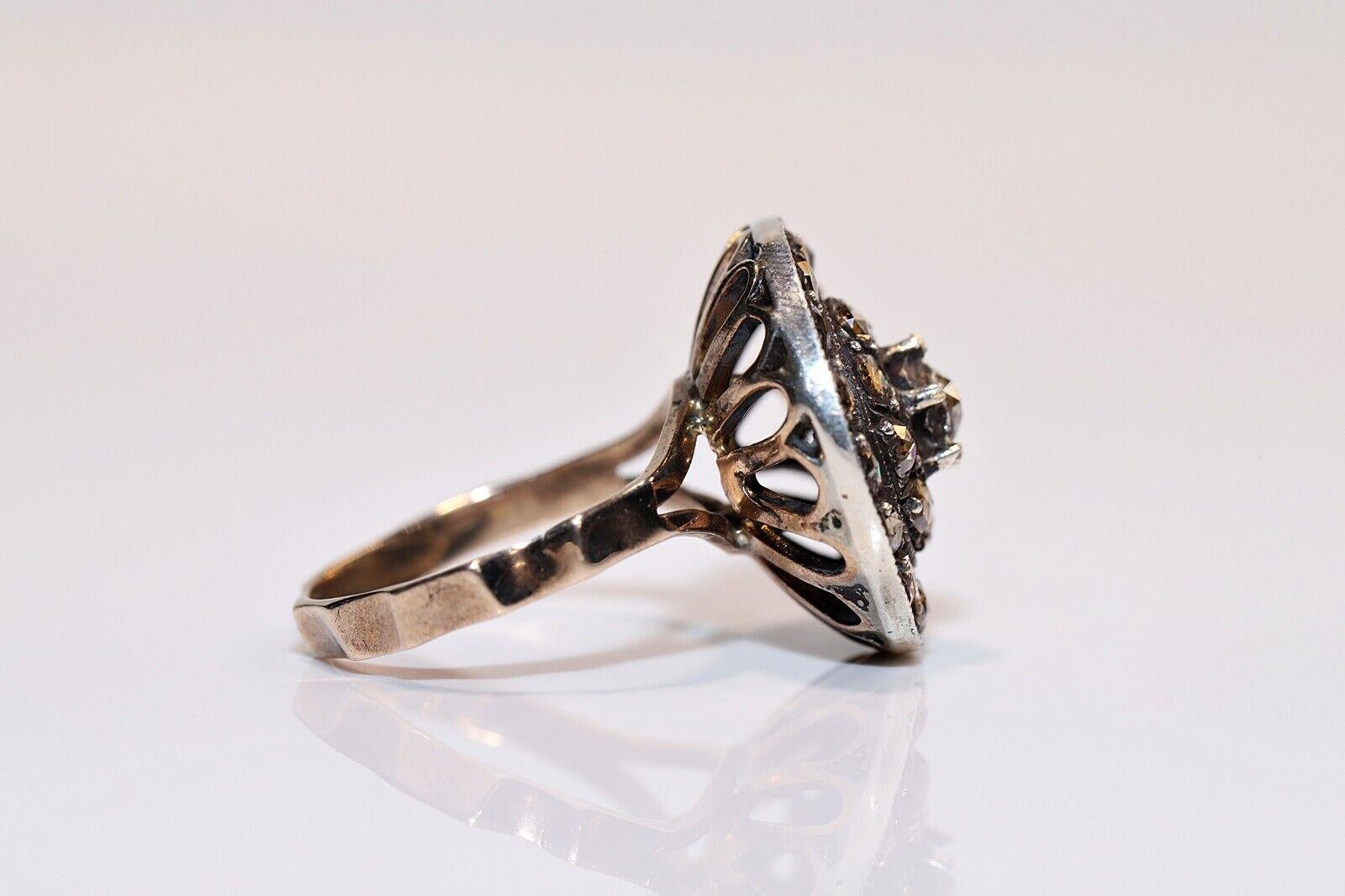 Vintage CIRCA 1960s 8k Gold Natürlicher Diamantring mit Rosenschliff (Retro) im Angebot