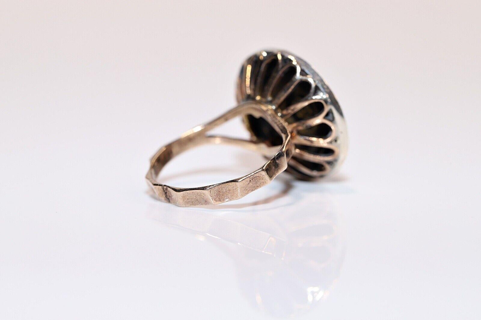 Vintage CIRCA 1960s 8k Gold Natürlicher Diamantring mit Rosenschliff im Zustand „Gut“ im Angebot in Fatih/İstanbul, 34