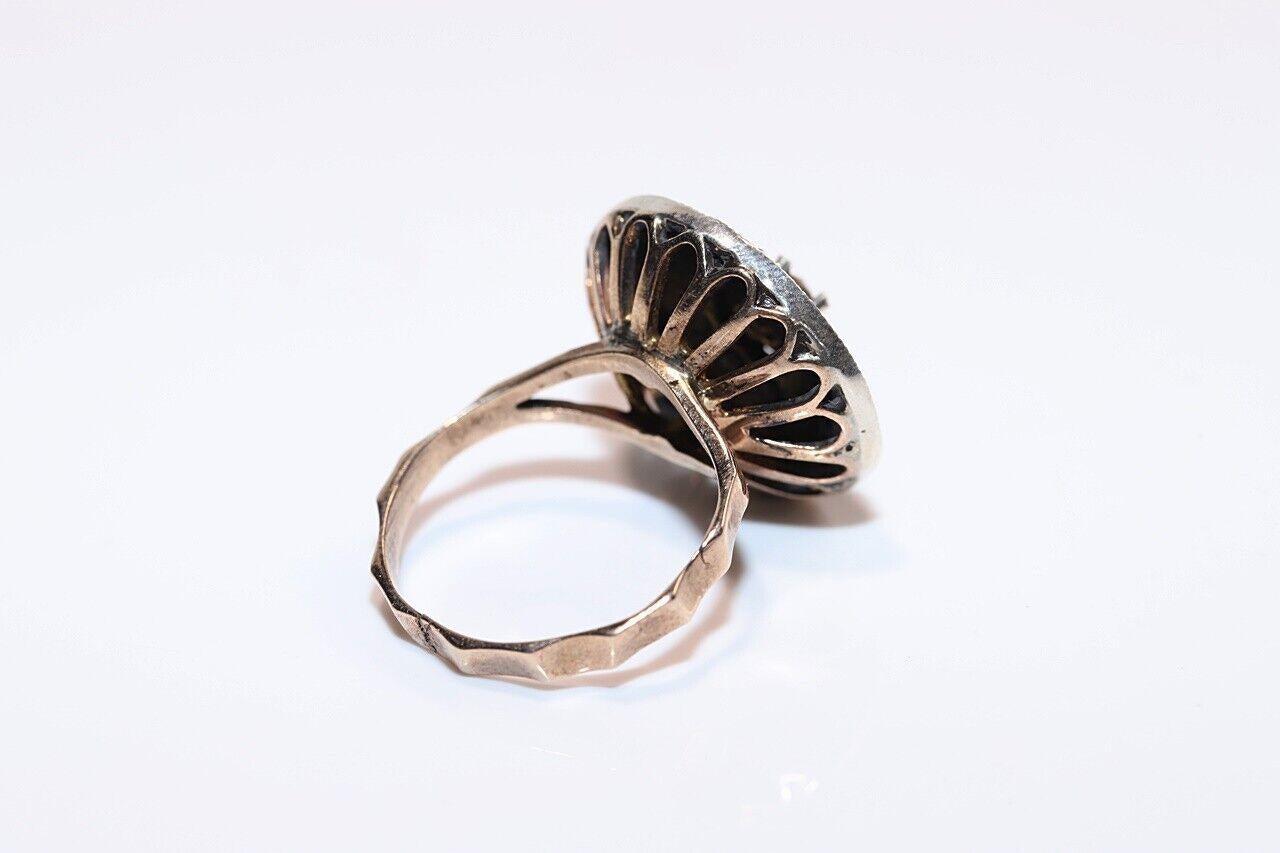 Retro Vintage Circa 1960s 8k Gold Natural Rose Cut Diamond Ring  For Sale