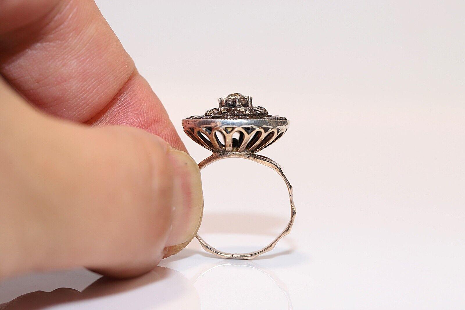 Retro Vintage Circa 1960s 8k Gold Natural Rose Cut Diamond Ring For Sale