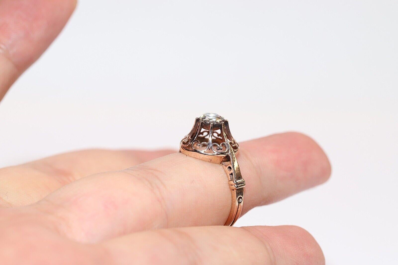 Vintage Solitär-Ring, Vintage, ca. 1960er Jahre, 8 Karat Gold, natürlicher Diamant im Rosenschliff im Angebot 6