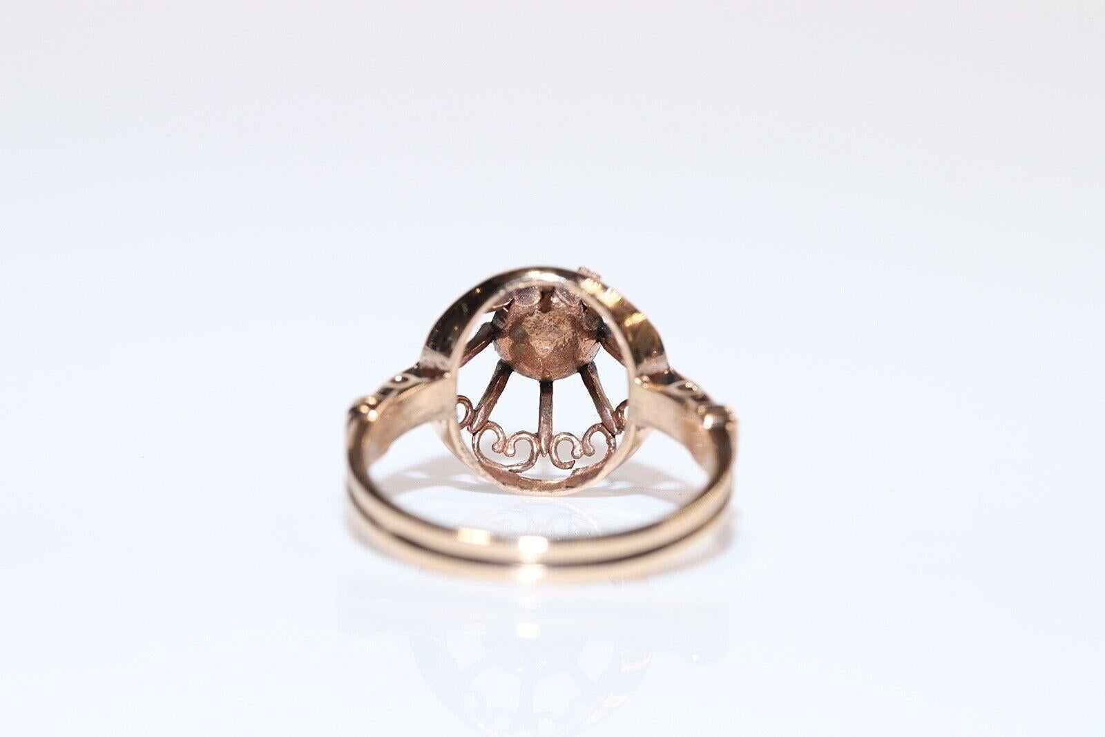 Anello solitario con diamante naturale taglio rosa in oro 8k, vintage, anni '60 circa in vendita 2