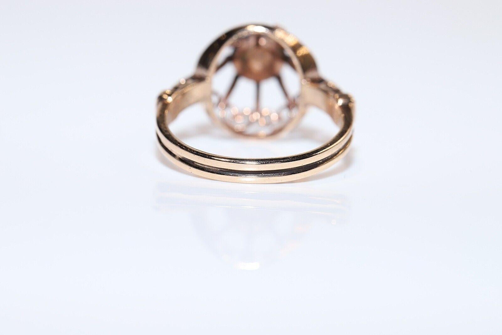 Anello solitario con diamante naturale taglio rosa in oro 8k, vintage, anni '60 circa in vendita 3