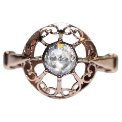 Vintage Solitär-Ring, Vintage, ca. 1960er Jahre, 8 Karat Gold, natürlicher Diamant im Rosenschliff