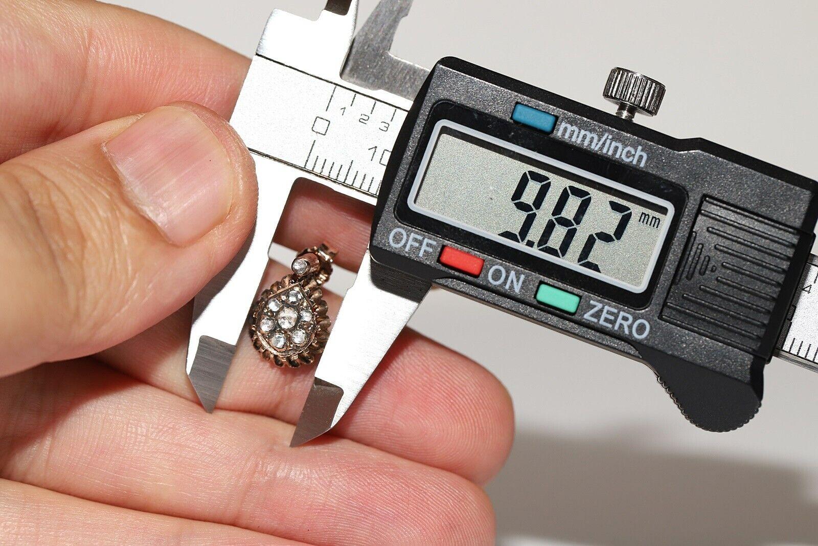 Vintage CIRCA 1960er 8k Gold Natürlicher Rosenschliff Diamant Ohrstecker im Angebot 7