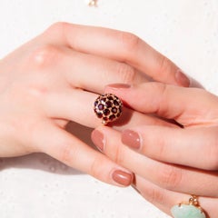 Vintage Circa 1960s 9 Carat Yellow Gold Domed Garnet Cluster Cocktail Ring