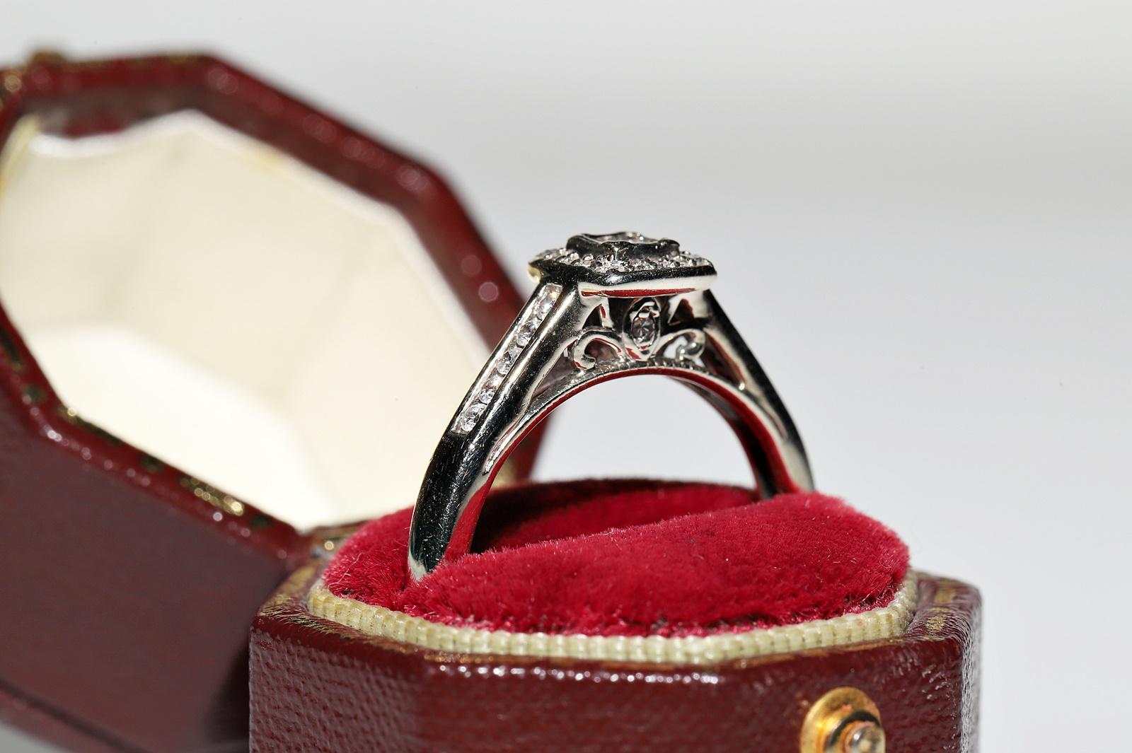 Brilliant Cut Vintage Circa 1960s 9k Gold Natural Diamond Decorated Pretty Ring For Sale