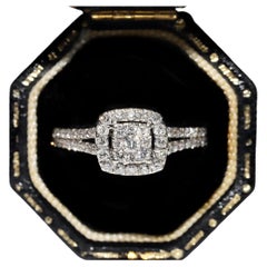 Vintage Circa 1960s 9k Gold Natural Diamond Decorated Pretty Ring
