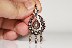 Vintage Circa 1960s 9k Gold Natural Rose Cut Diamond Decorated Earring