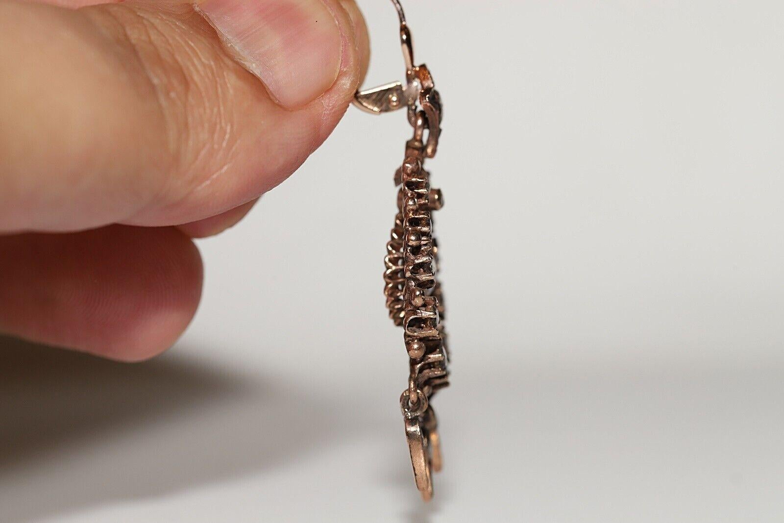 Vintage Circa 1960er Jahre 9k Gold Natürlicher Rosenschliff Diamant Dekorierter Ohrring im Zustand „Gut“ im Angebot in Fatih/İstanbul, 34