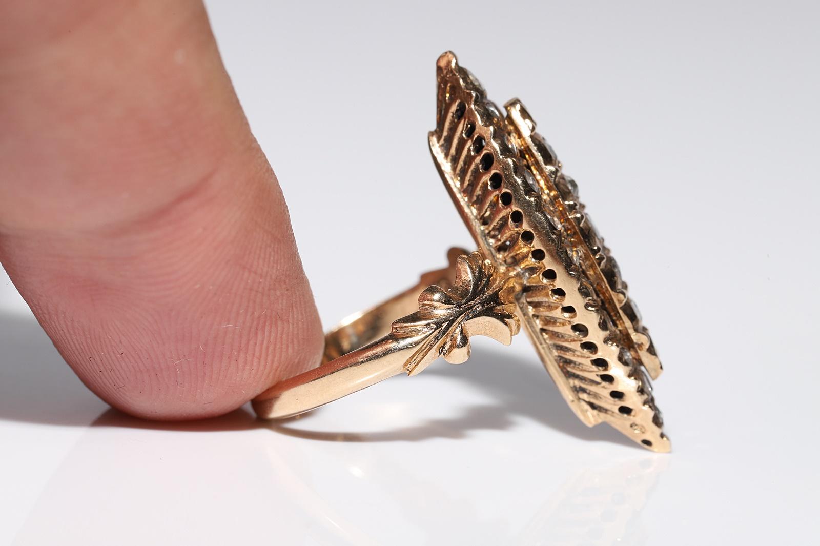 Anello Navette con diamante naturale taglio rosa in oro 9k, CIRCA 1960 In condizioni buone in vendita a Fatih/İstanbul, 34
