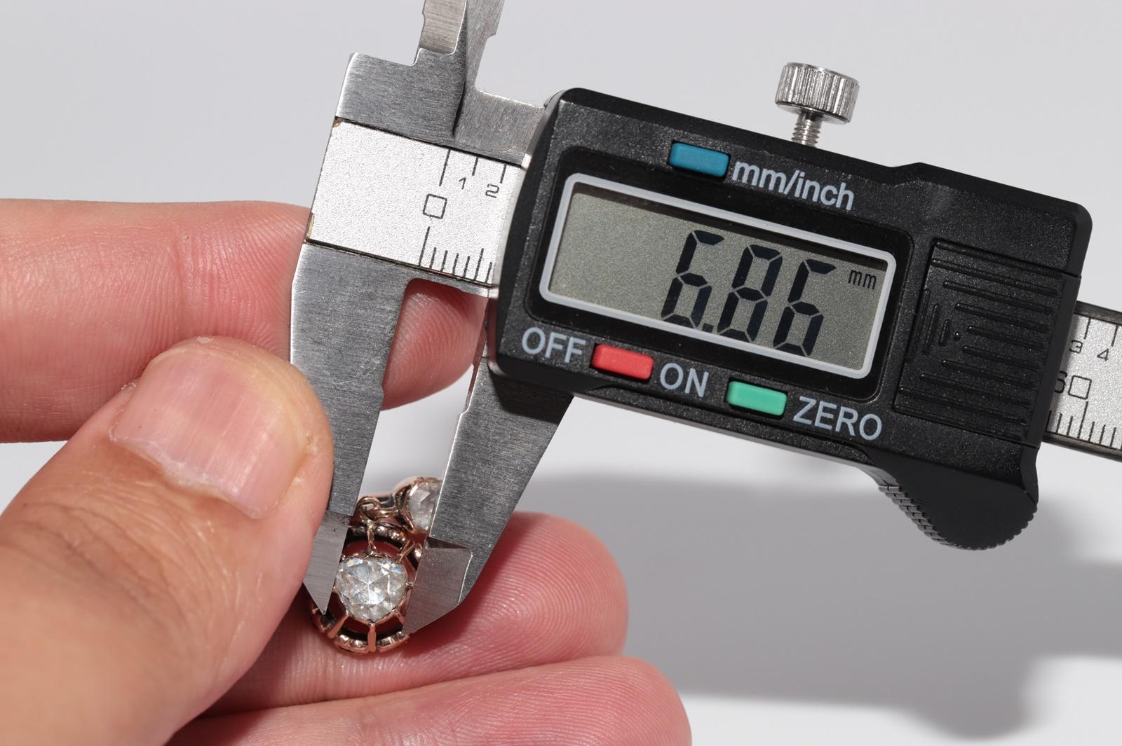 Vintage Circa 1960s 9k Gold Natural Rose Cut Diamond Solitaire Drop Earring For Sale 6