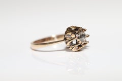 Vintage Circa 1960s 9k Gold Natural Rose Cut Diamond Solitaire Ring
