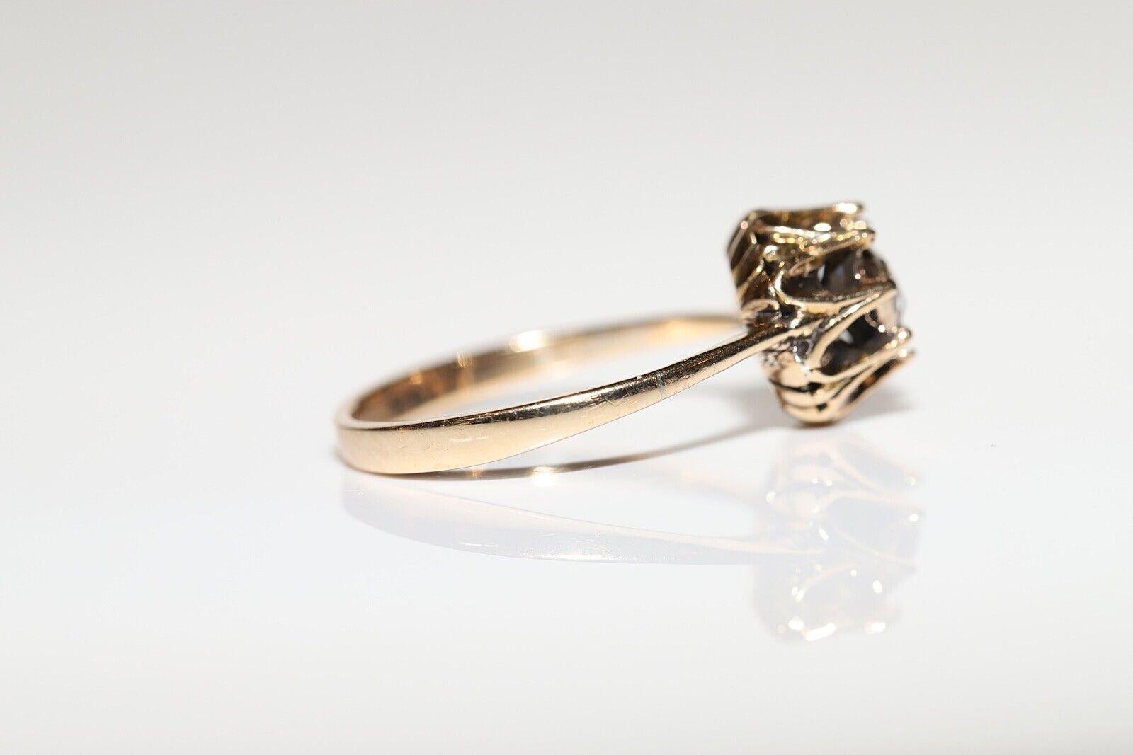 Rétro Anello solitario con diamante naturale taglio rosa in oro 9k, vintage, degli anni '60 circa in vendita