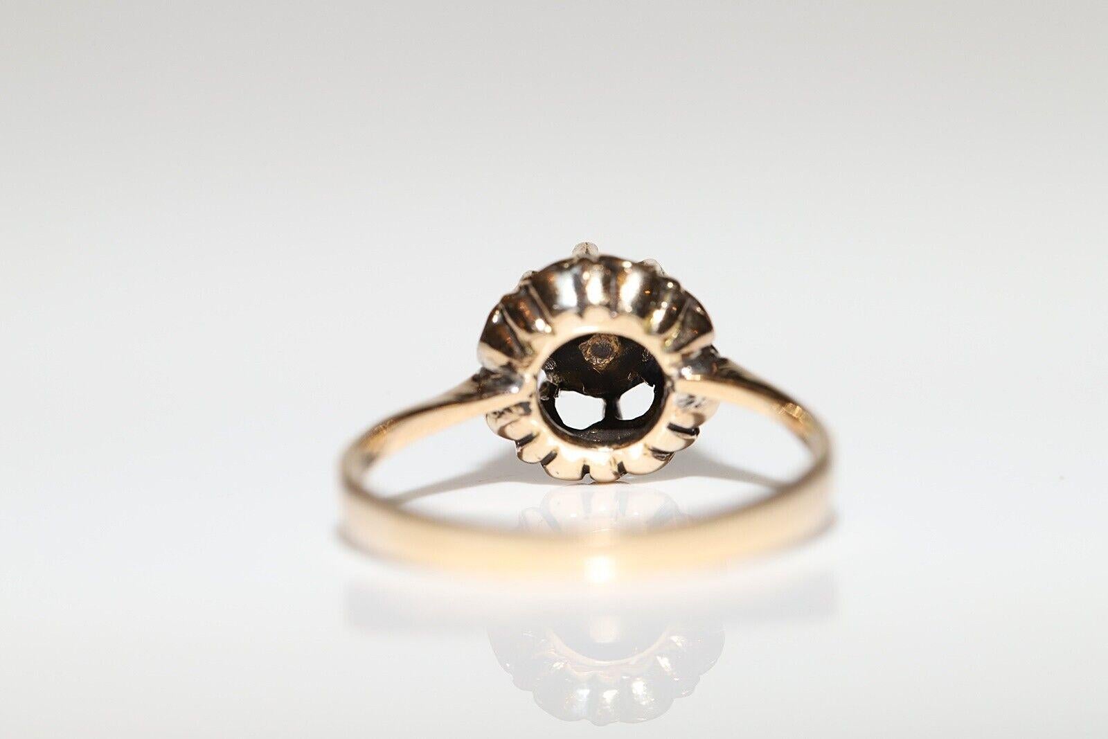  Vintage Circa 1960s 9k Gold Natural Rose Cut Diamond Solitaire Ring In Good Condition For Sale In Fatih/İstanbul, 34