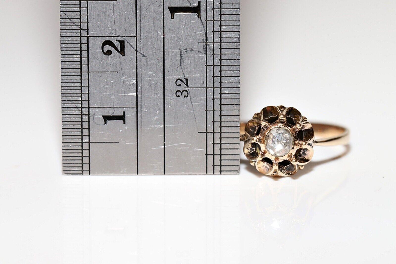 Anello solitario con diamante naturale taglio rosa in oro 9k, vintage, degli anni '60 circa In condizioni buone in vendita a Fatih/İstanbul, 34