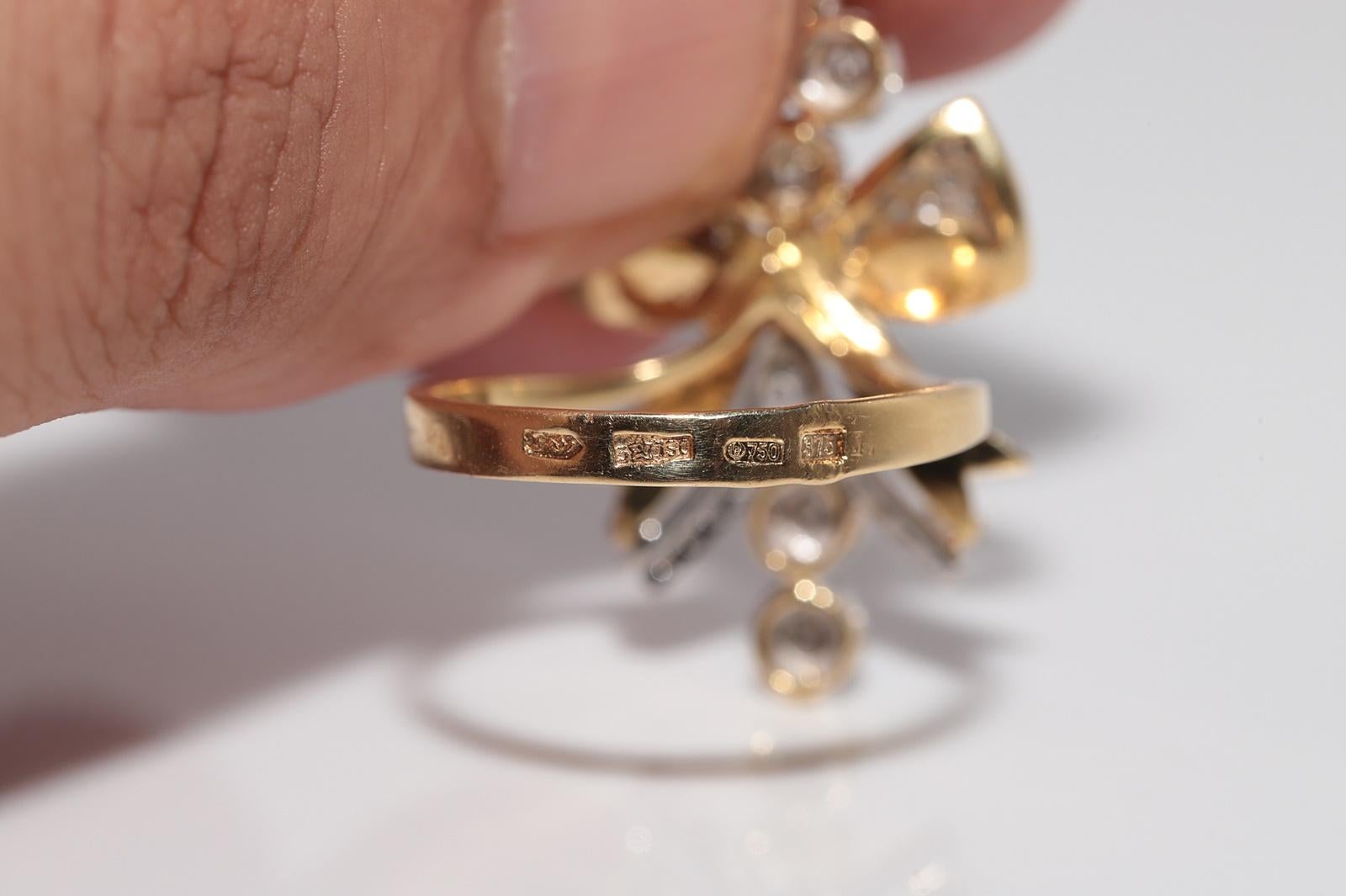 Vintage Circa 1960er Jugendstil Desing 18k Gold Natürlicher Diamant Dekorierter Ring im Angebot 6
