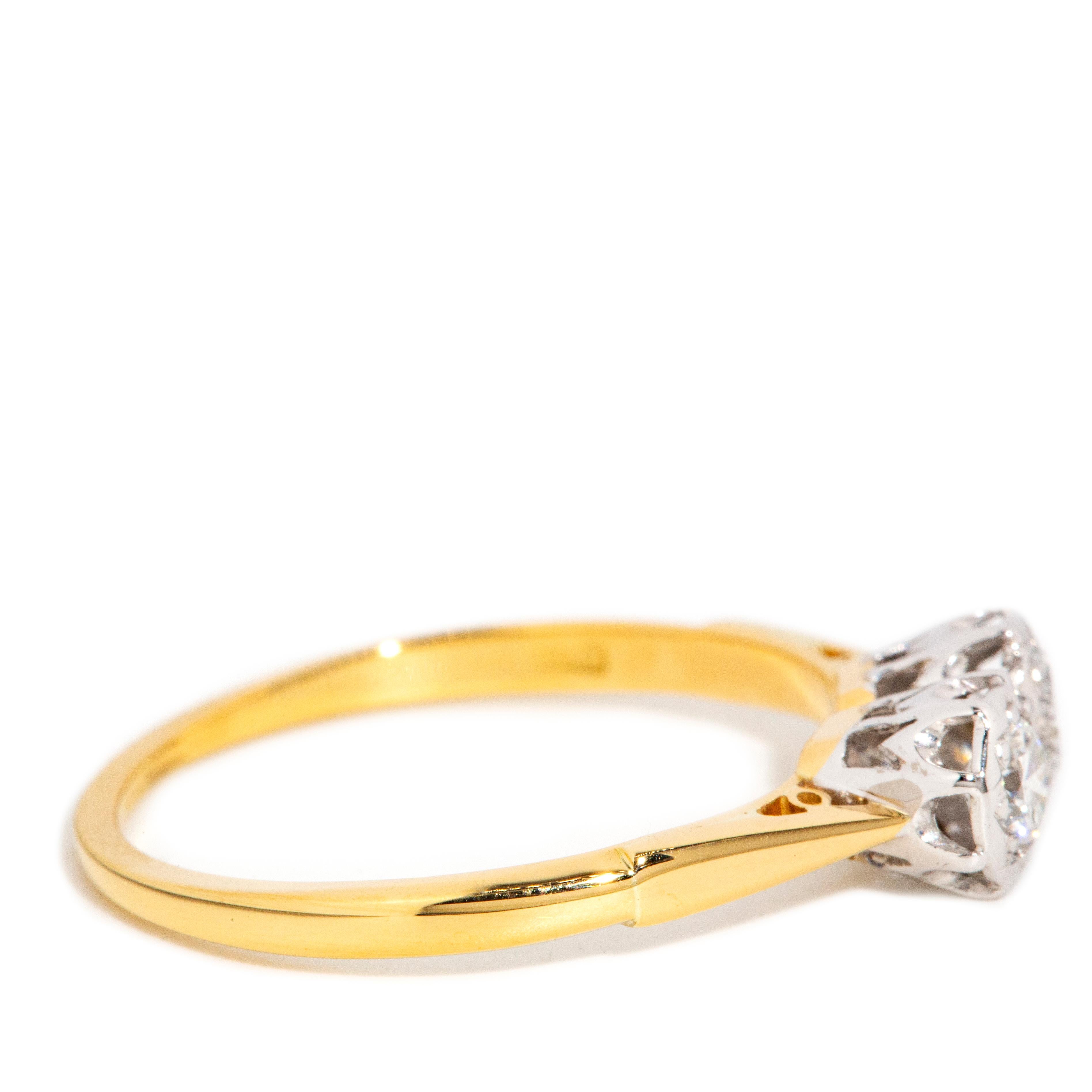 Vintage CIRCA 1960er Jahre Brillant Diamant Duo Verlobungsring 18 Karat Gelbgold im Zustand „Gut“ in Hamilton, AU