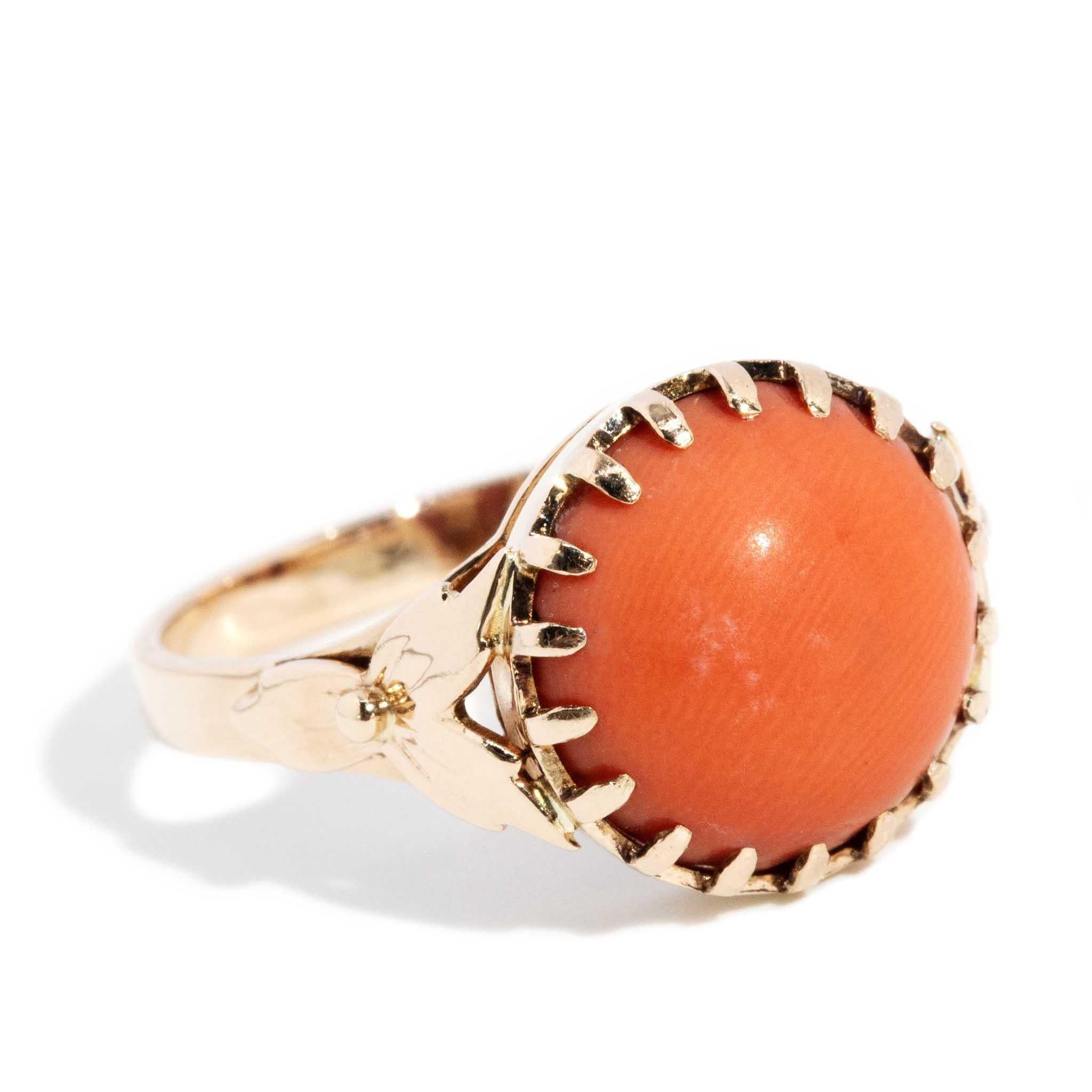 Vintage CIRCA 1960er Korallenring 14 Karat Roségold (Moderne)
