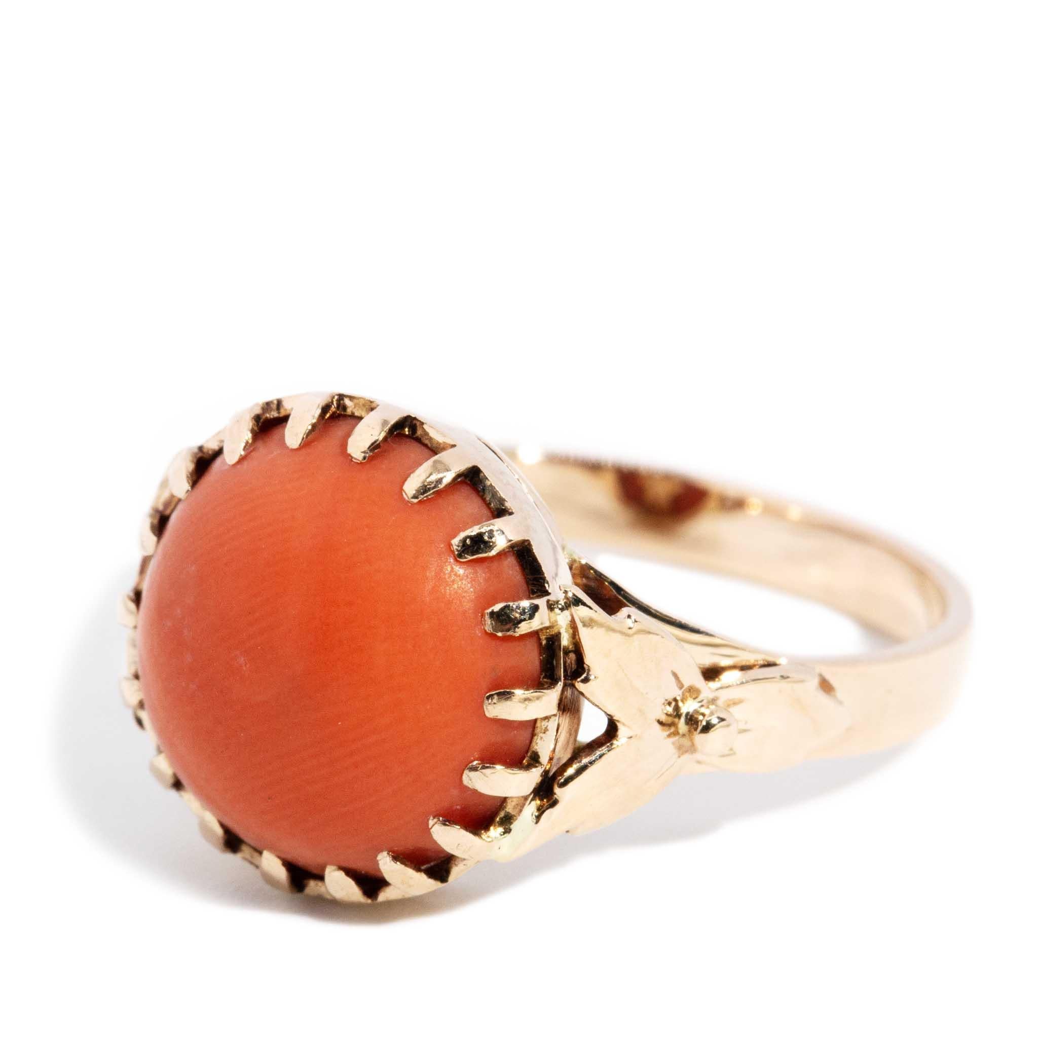 Vintage CIRCA 1960er Korallenring 14 Karat Roségold im Zustand „Gut“ in Hamilton, AU