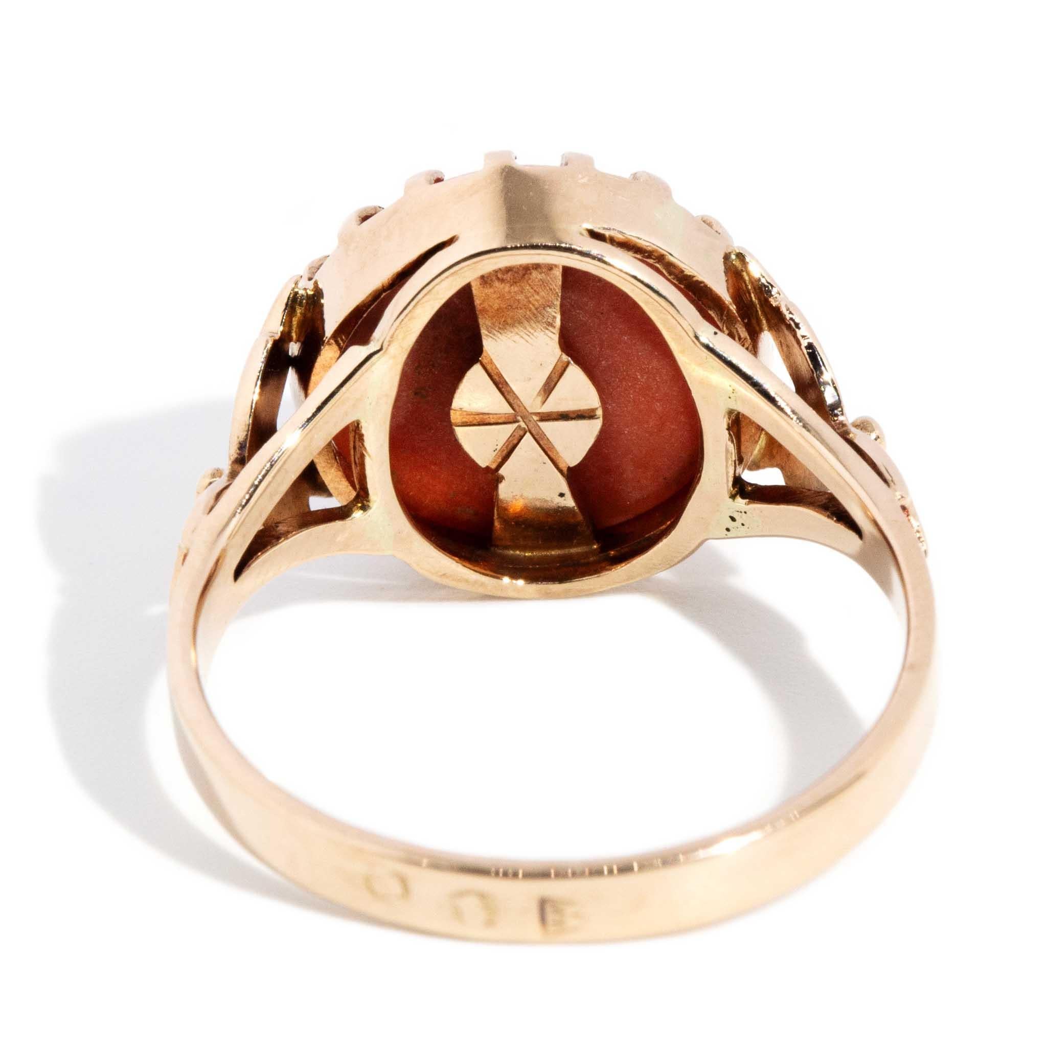Vintage CIRCA 1960er Korallenring 14 Karat Roségold 3